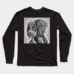 Working Cocker Spaniel Drawing Long Sleeve T-Shirt